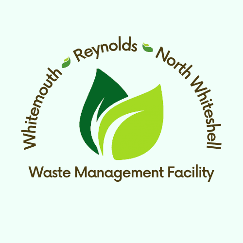 reynolds_waste_management_facility Whitemouth, Reynolds, North Whiteshell Waste Management Facility logo, written text of the name with two green leave in the centre of the text.