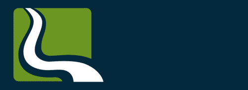 Seine Rat Roseau Watershed District logo green square with a river cutting through it.