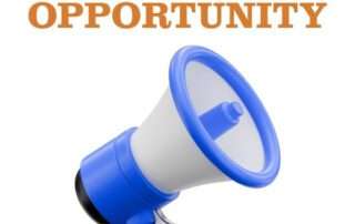 Job Tender graphic with blue megaphone.