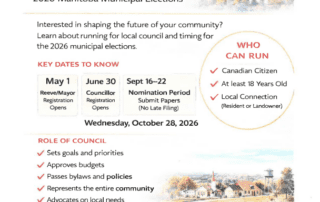 Poster with information about running for council in the 2026 municipal election.